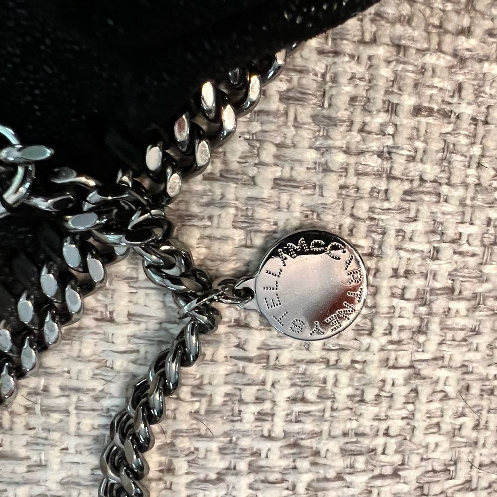 Stella McCartney Shimmery Black Shaggy Deer Studded Falabella Crossbody/Dust Bag - Picture 11 of 12